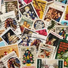 アメリカ クリスマス使用済切手コレクション35枚