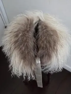 ファーマフラー　 リボン付き クリームブラウン