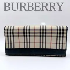 BURBERRY バーバリー 長財布 ノバチェック キャンバス レザー がま口のサムネイル