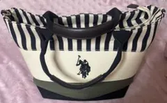 U.S. POLO ASSN.のストライプキャンバストートバッグ