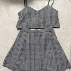 ZIDDYチェック柄クロップトップ＆スカートセット 150cm