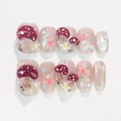 3Dアート ネイルチップ キノコ 星