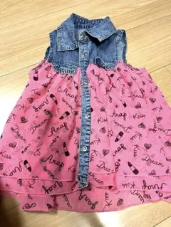 ANAP ノースリーブデニム×シフォンピンク