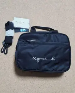 アニエスベー ロゴ ショルダーバッグ ナイロン 黒 レディースバッグ