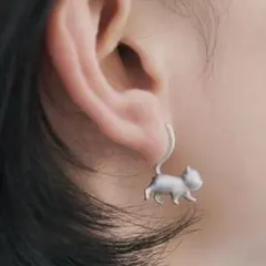 猫しっぽピアス シルバー キャット ロングテール 可愛い P-93