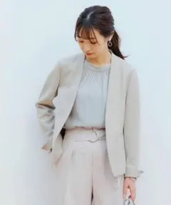 グリーンレーベル　リオペル　ノーカラージャケット グレー　36