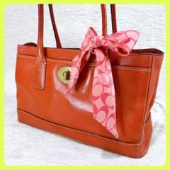 コーチ COACH レッド本革 トートバッグ 肩がけ A4可 ✧
