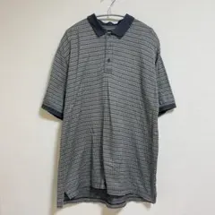 アイゾッド ポロシャツ ポロカラー 半袖 チェック M 紺 綿 デート