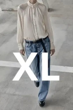大きいサイズ フェミニン ZARA ザラ ブラウス シャーリング フリル XLのサムネイル