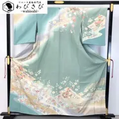 訪問着 金駒刺繍 金彩 淡藤色 雪輪 枝花 身丈165.0cm - メルカリ