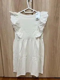 H&M ワンピース レース付き フリル袖　アイボリー　135cm 140cm
