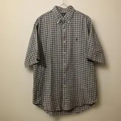ラルフローレン　シアサッカー半袖ボタンダウンチェックシャツ　BLAIRE 90s
