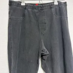 デニム風 スキニーパンツ 黒 後ろポケット付き 【M】ブラック レディース