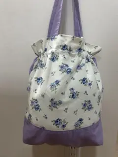 花柄巾着トートバッグ