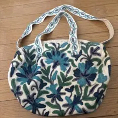 花柄 刺繍 トートバッグ