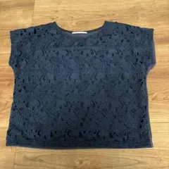 【値下げ中！】URBAN RESEARCH レース切替 半袖Tシャツ ネイビーのサムネイル