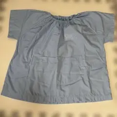 青色 半袖スモック ポケット付き