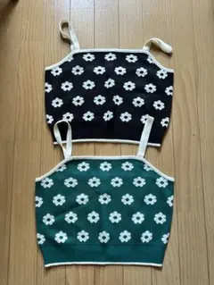 レトロ花　ニットキャミソール　各1