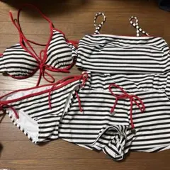 Pinky Girls ボーダー柄セパレート水着 11Lのサムネイル