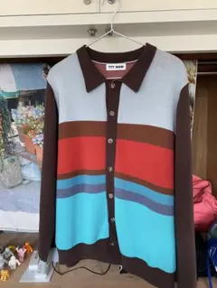 TTT MSW Kasuri Knit polo ニットポロ TTT MSW Knit Polo Cardigan Brown