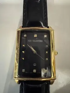 PER VALENTINO ブラックレザー腕時計