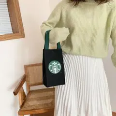 大人気黒 男女兼用スタバミニトートバッグ手提げ