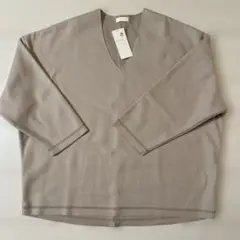 earth music&ecology ベージュ Vネック ニット 五分袖