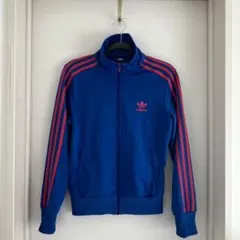 adidas 青 ストライプ ジャージ