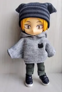 ●桃缶●no.200　ねんどろいどどーる服　　グレイパーカー3点セット