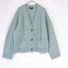 3184 UNIQLO スフレヤーンVネックショートカーディガン　ブルー　M