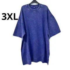 ❤️3XL❤️厚手 Tシャツ 半袖 ヴィンテージ風 ウォッシュ加工 ブルー