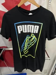 プーマ　ブラック　Tシャツ　スニーカープリント　蛍光