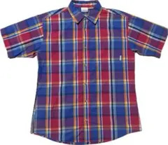 [美品]Columbia コロンビア 半袖チェックシャツ マドラスチェック XL