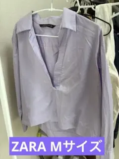 ZARA WOMAN スキッパーシャツ 長袖 ライトパープルのサムネイル