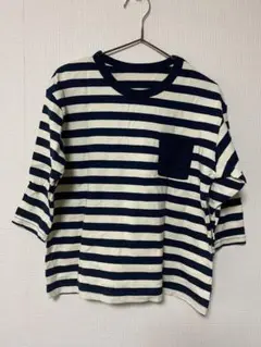 ベルメゾン　ストライプ柄ポケット付きTシャツ 7分袖　120㎝