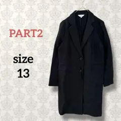 PART2【13】テーラードロングジャケット ブラック Aライン オフィス 無地