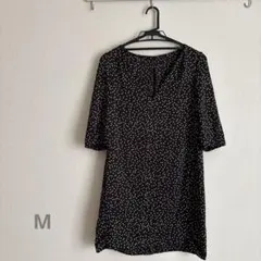 黒地白ドット Mサイズ ワンピース