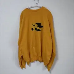 ヘインズ マスタード色 トレーナー カウパターン刺繍 古着