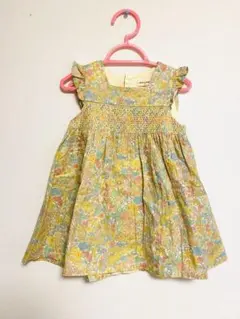 【2回着用】センスオブワンダー　リバティ　花柄　ワンピース　90