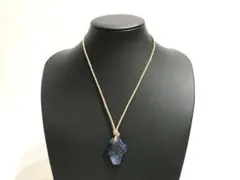 スワロフスキー Swarovski クリスタル クロス 紐ネックレス ブルー系