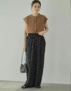 【10/14まで】mysa closet ドット柄 ワイドパンツ ブラック　M