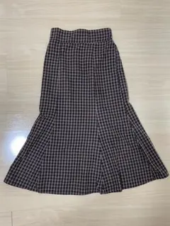 ロングスカート マーメイドスカート　茶　ブラウン　チェック柄