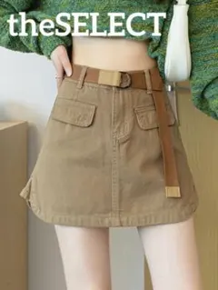 韓国 服 レディース スカート ベージュ ミニスカート 茶 カジュアル スカパン