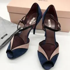極美品✨箱付　ミュウミュウ スエード オープントゥ パンプス ストラップ　36のサムネイル