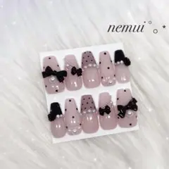 No.38 ネイルチップ ピンク 水玉 韓国 量産型 フレンチガーリー ワンホン