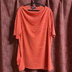 【美品】COMME CA ISM オレンジ 半袖 ドレープカットソー 11号