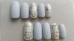 上品パステルブルー マット ネイルチップ 10個セット