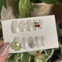 （サイズオーダー）ネイルチップ　ウィッシュコア　韓国風　クローバー