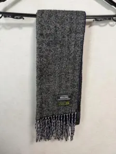 ビームス　ウール100% マフラー　リバーシブル　ヘリンボーン　グレー