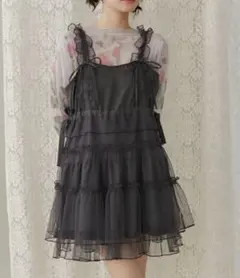 チュールドロストミニキャミワンピース　merry jenny グレー